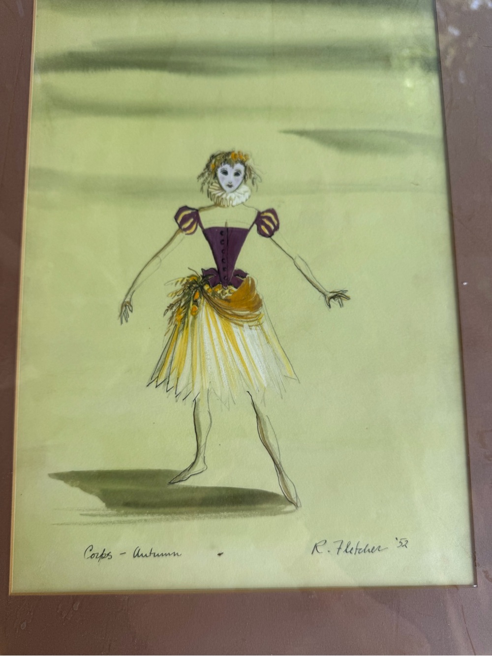 Robert Fletcher costume design sketch 1952